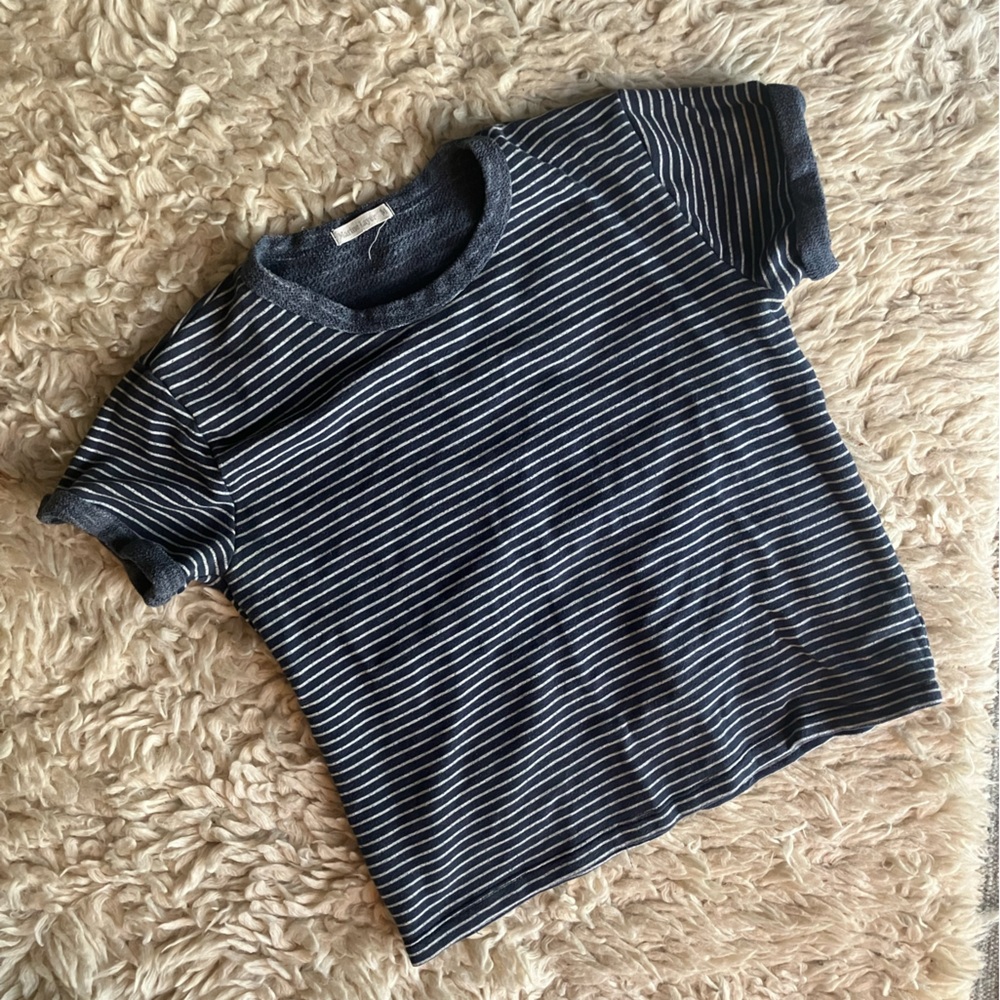 Marine layer terry blue and white striped tee